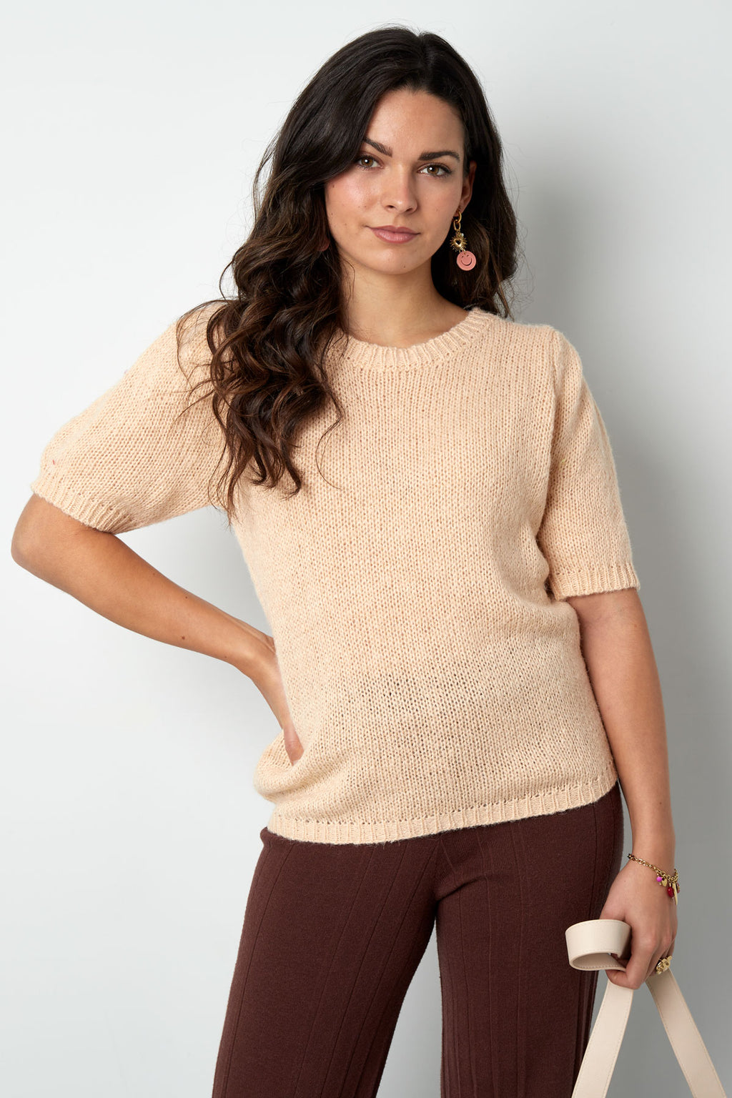 Casual effen, slim fit wollen gebreide truien