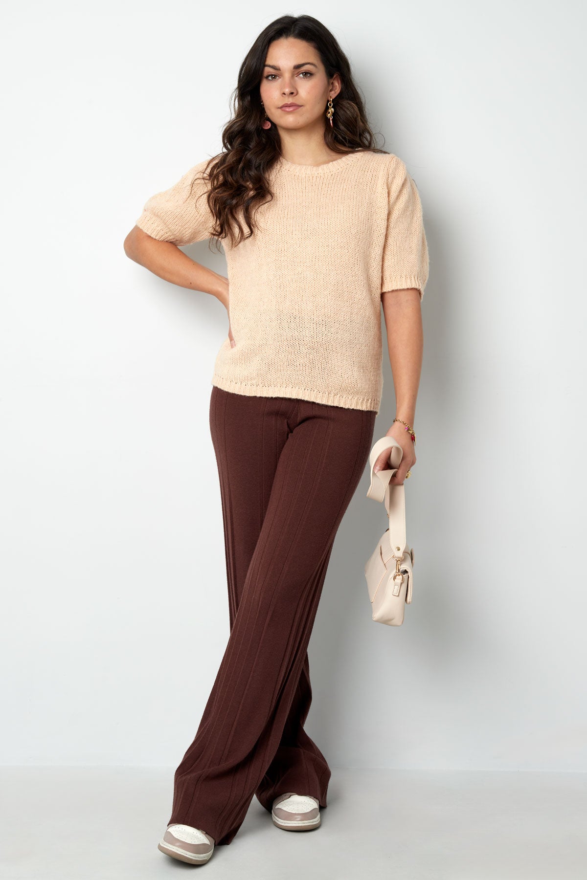 Casual effen, slim fit wollen gebreide truien